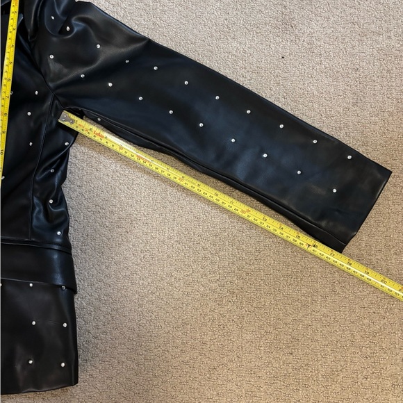 7 For All Mankind | Black PU Rhinestone Blazer (L) - Picture 8 of 10